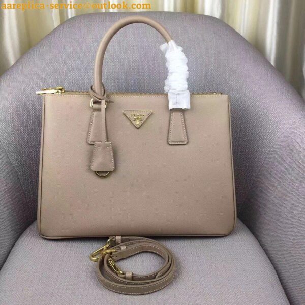 Replica Prada Galleria Large Bag In Grey Saffiano Leather 3