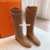 Replica Hermes Jumping Boot in Suede Goatskin H042138Z Black 2