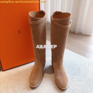 Replica Hermes Jumping Boot in Suede Goatskin H042138Z Beige 2