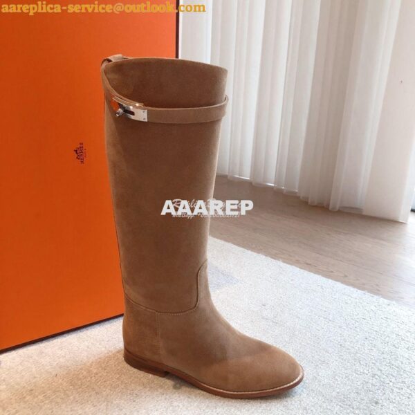 Replica Hermes Jumping Boot in Suede Goatskin H042138Z Beige 6