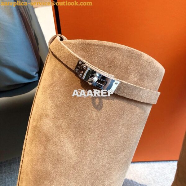 Replica Hermes Jumping Boot in Suede Goatskin H042138Z Beige 9