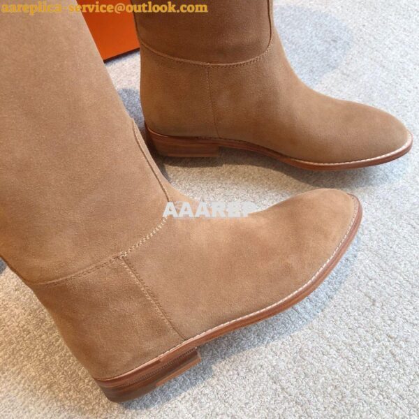 Replica Hermes Jumping Boot in Suede Goatskin H042138Z Beige 11