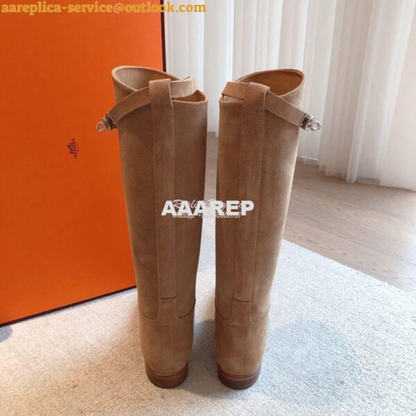 Replica Hermes Jumping Boot in Suede Goatskin H042138Z Beige 12