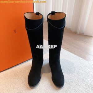 Replica Hermes Jumping Boot in Suede Goatskin H042138Z Black 2