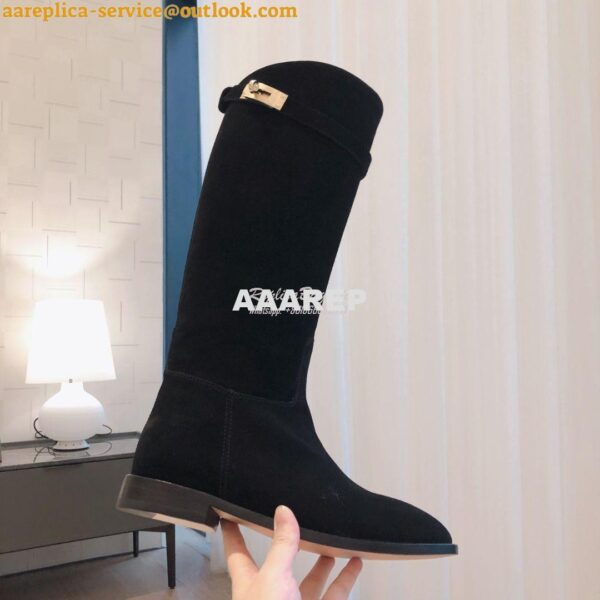 Replica Hermes Jumping Boot in Suede Goatskin H042138Z Black 7