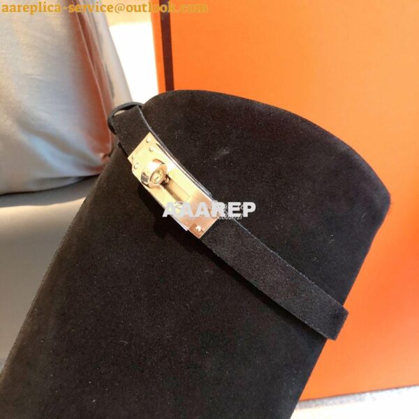 Replica Hermes Jumping Boot in Suede Goatskin H042138Z Black 9