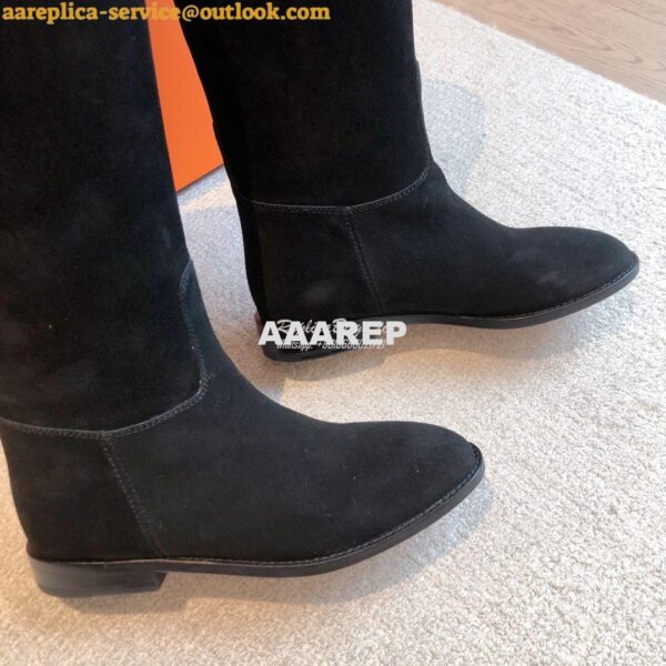 Replica Hermes Jumping Boot in Suede Goatskin H042138Z Black 10