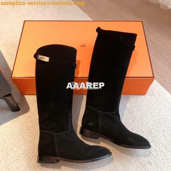 Replica Hermes Jumping Boot in Suede Goatskin H042138Z Black 11