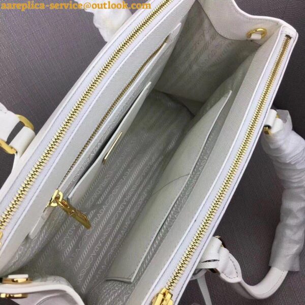 Replica Prada Galleria Large Bag In White Saffiano Leather 9