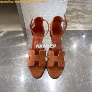 Replica Hermes Legend Sandal H172196 Brown Suede 2