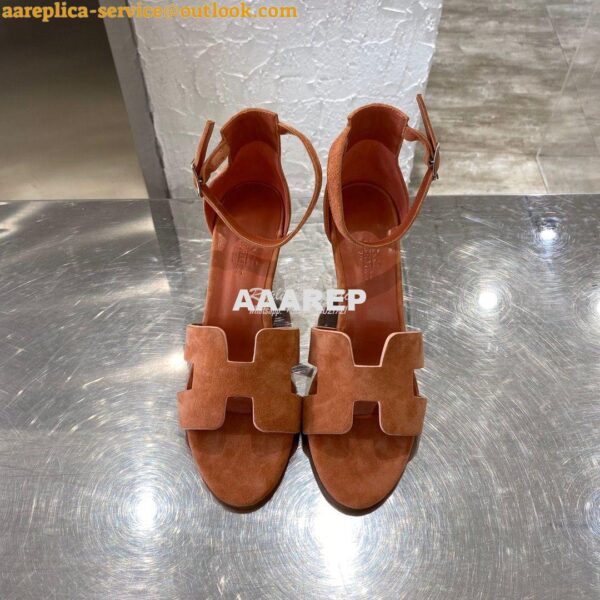 Replica Hermes Legend Sandal H172196 Brown Suede 4