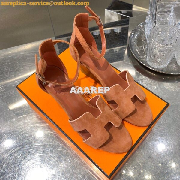 Replica Hermes Legend Sandal H172196 Brown Suede 5