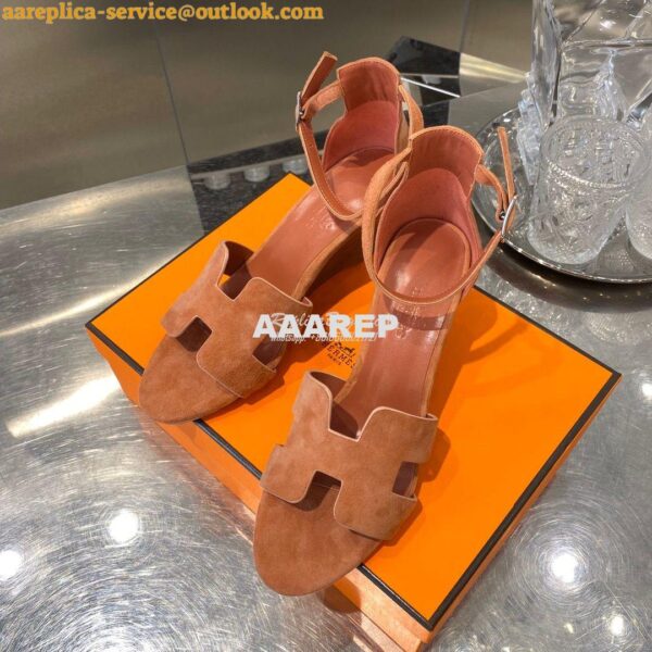 Replica Hermes Legend Sandal H172196 Brown Suede 6