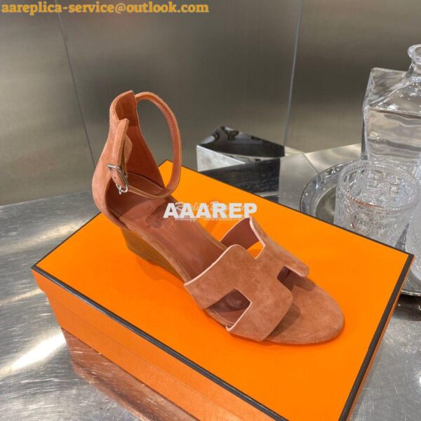 Replica Hermes Legend Sandal H172196 Brown Suede 8