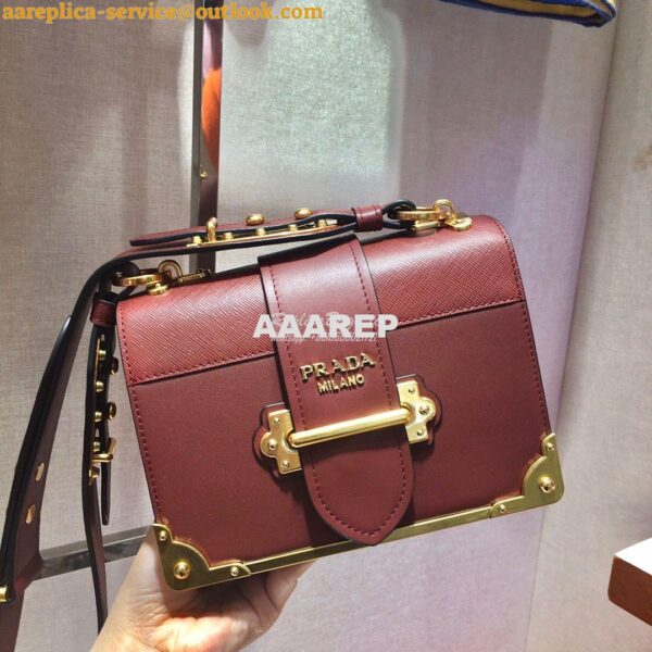 Replica Prada Cahier Leather Bag 1BD045 Tone Claret Red 4