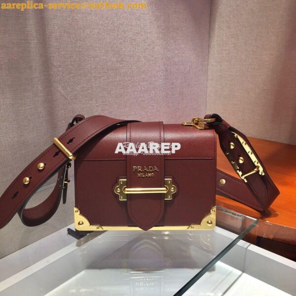 Replica Prada Cahier Leather Bag 1BD045 Tone Claret Red 5
