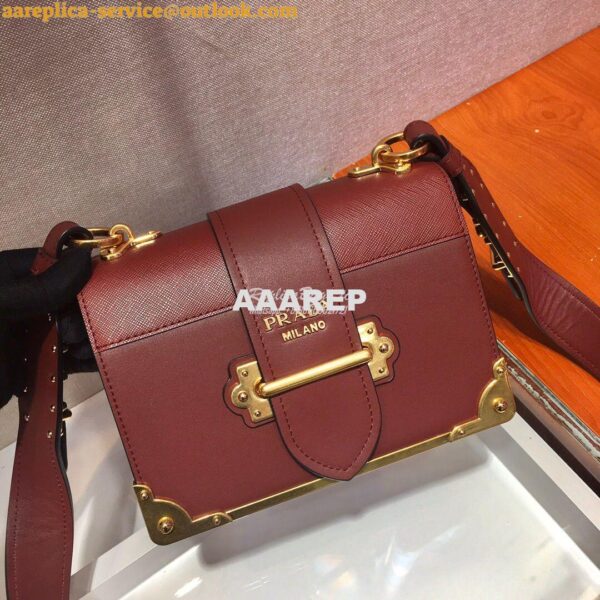 Replica Prada Cahier Leather Bag 1BD045 Tone Claret Red 6