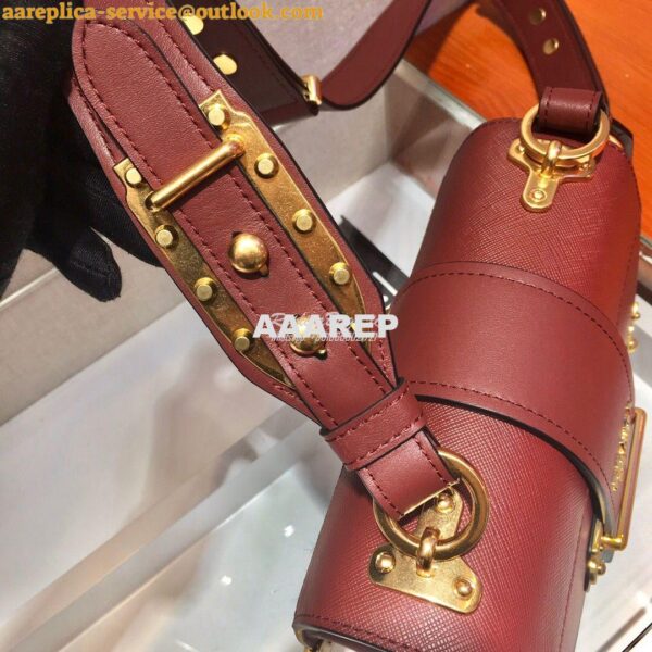 Replica Prada Cahier Leather Bag 1BD045 Tone Claret Red 8