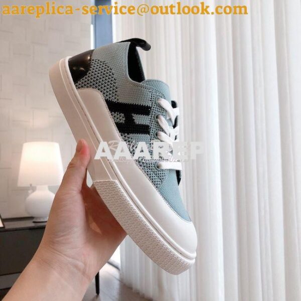 Replica Hermes Men Female Deep Sneaker Knit and Calfskin H231020 6