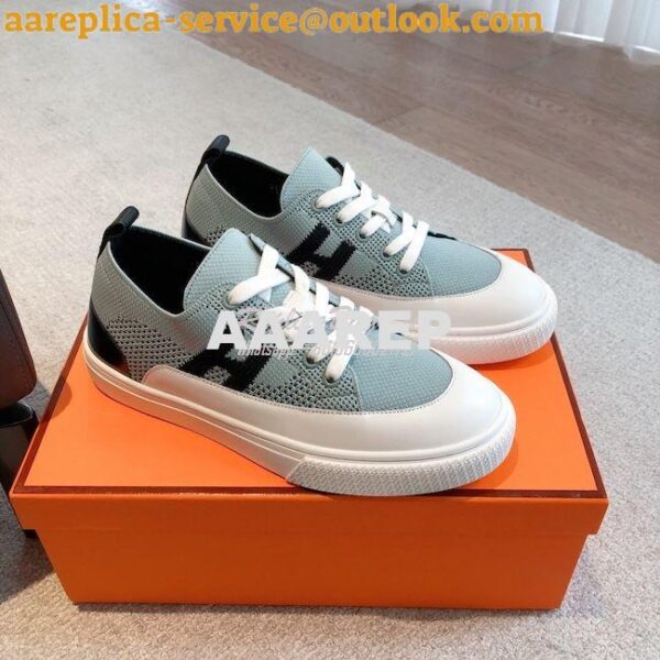 Replica Hermes Men Female Deep Sneaker Knit and Calfskin H231020 7