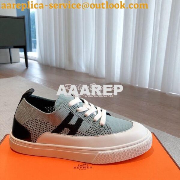 Replica Hermes Men Female Deep Sneaker Knit and Calfskin H231020 8