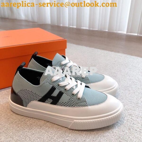 Replica Hermes Men Female Deep Sneaker Knit and Calfskin H231020 9