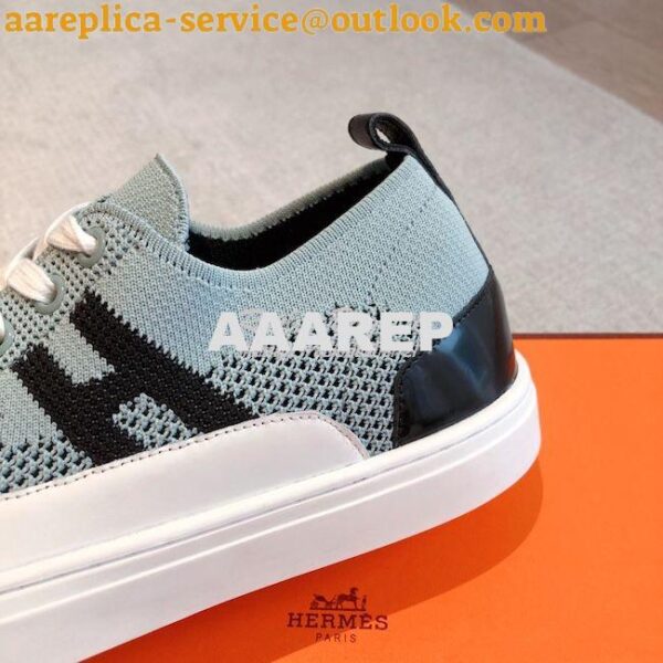 Replica Hermes Men Female Deep Sneaker Knit and Calfskin H231020 11