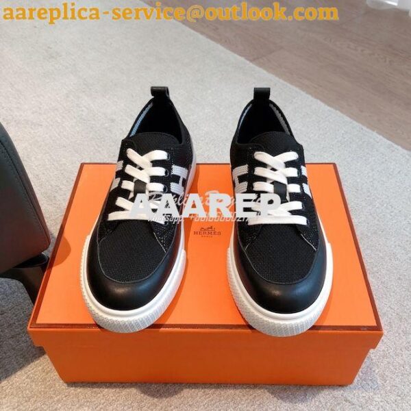 Replica Hermes Men Female Deep Sneaker Knit and Calfskin H231020 13