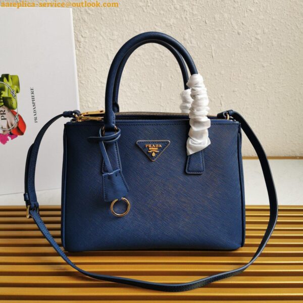 Replica Prada Galleria Medium Bag In Bluette Saffiano Leather 12