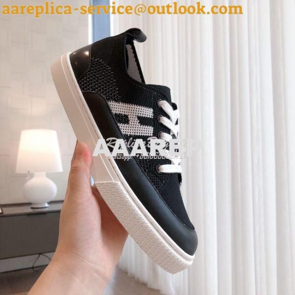 Replica Hermes Men Female Deep Sneaker Knit and Calfskin H231020 14