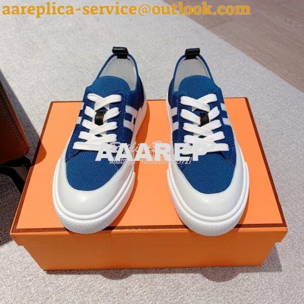 Replica Hermes Men Female Deep Sneaker Knit and Calfskin H231797 5