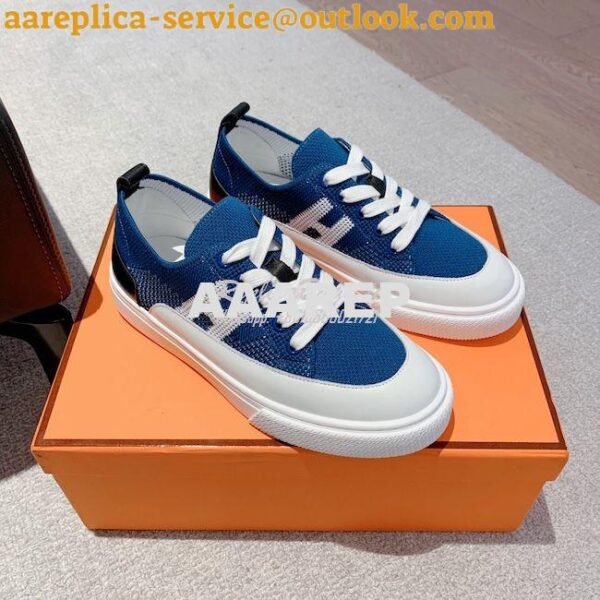 Replica Hermes Men Female Deep Sneaker Knit and Calfskin H231797 6