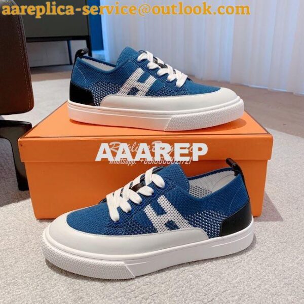 Replica Hermes Men Female Deep Sneaker Knit and Calfskin H231797 8