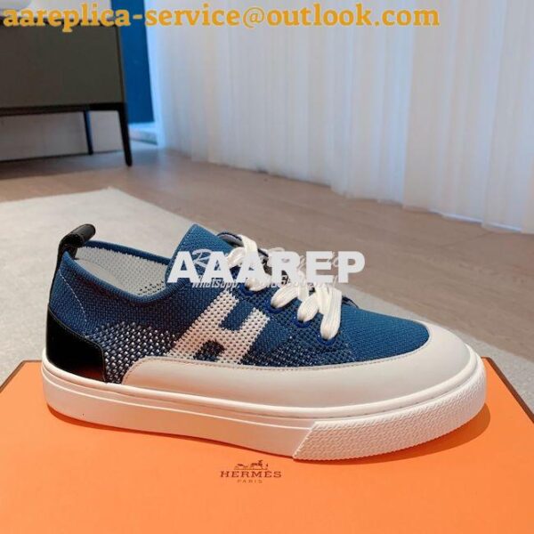 Replica Hermes Men Female Deep Sneaker Knit and Calfskin H231797 9