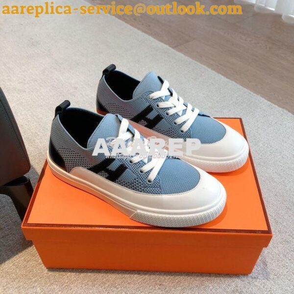 Replica Hermes Men Female Deep Sneaker Knit and Calfskin H231020 23