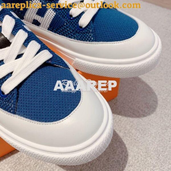 Replica Hermes Men Female Deep Sneaker Knit and Calfskin H231797 10