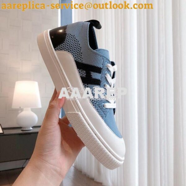 Replica Hermes Men Female Deep Sneaker Knit and Calfskin H231020 24