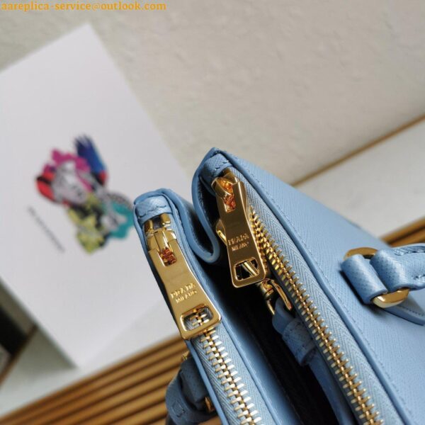 Replica Prada Galleria Medium Bag In Celeste Saffiano Leather 7