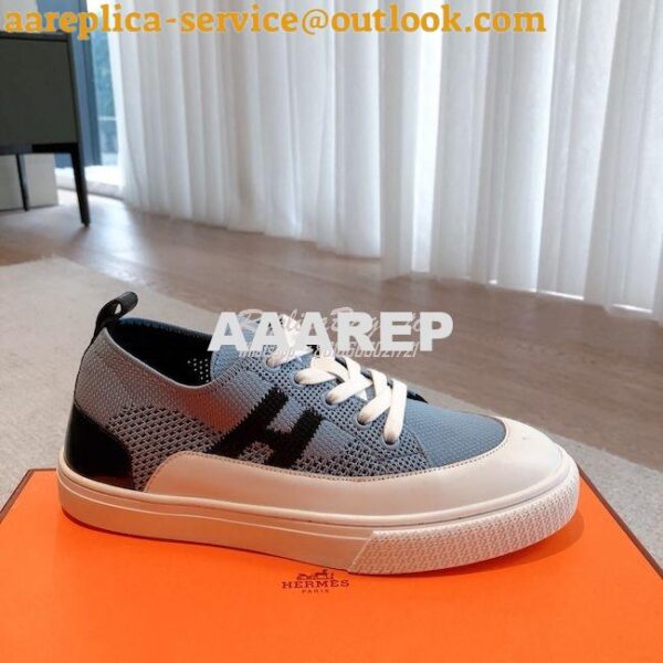 Replica Hermes Men Female Deep Sneaker Knit and Calfskin H231020 26