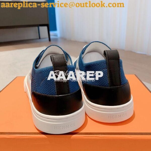 Replica Hermes Men Female Deep Sneaker Knit and Calfskin H231797 12