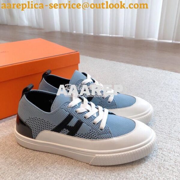 Replica Hermes Men Female Deep Sneaker Knit and Calfskin H231020 27