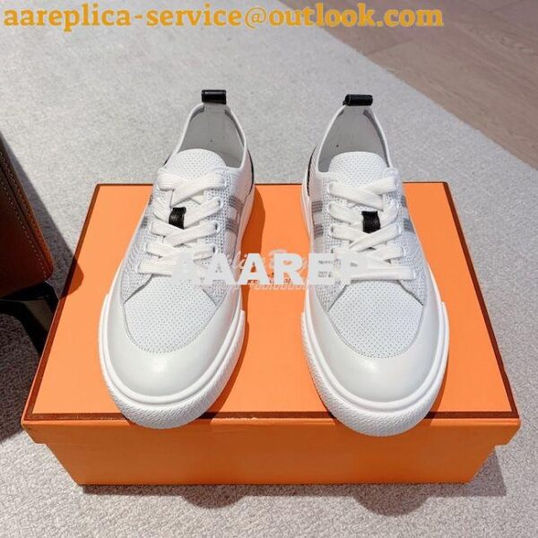 Replica Hermes Men Female Deep Sneaker Knit and Calfskin H231797 15