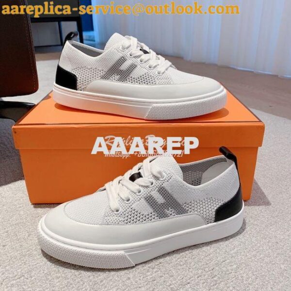 Replica Hermes Men Female Deep Sneaker Knit and Calfskin H231797 17