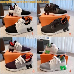 Replica Hermes Men Female Depart Sneaker Knit And Calfskin H212918Z i