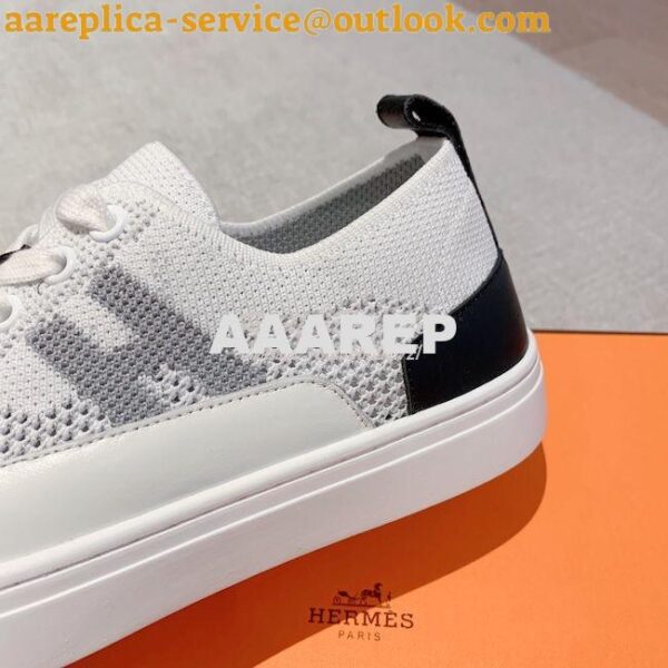 Replica Hermes Men Female Deep Sneaker Knit and Calfskin H231797 19