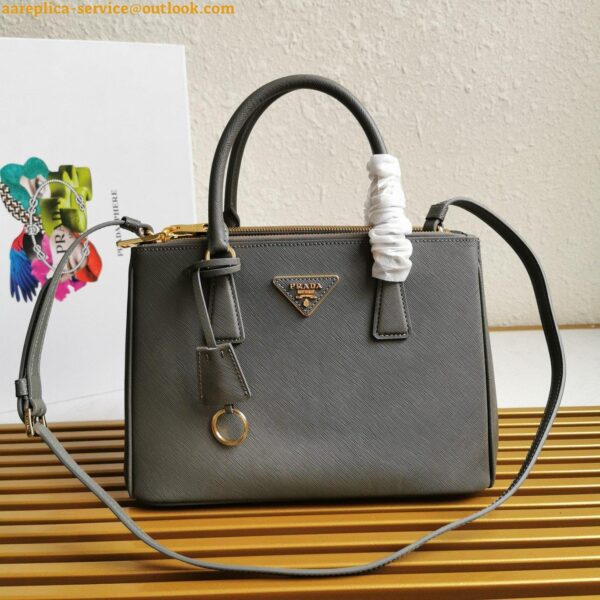 Replica Prada Galleria Medium Bag In Grey Saffiano Leather 5