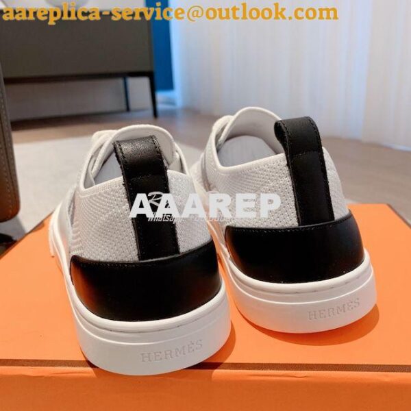 Replica Hermes Men Female Deep Sneaker Knit and Calfskin H231797 21