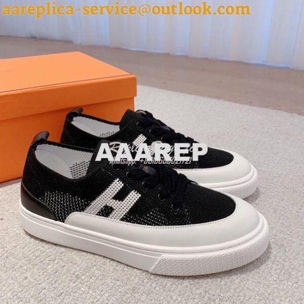 Replica Hermes Men Female Deep Sneaker Knit and Calfskin H231797 24