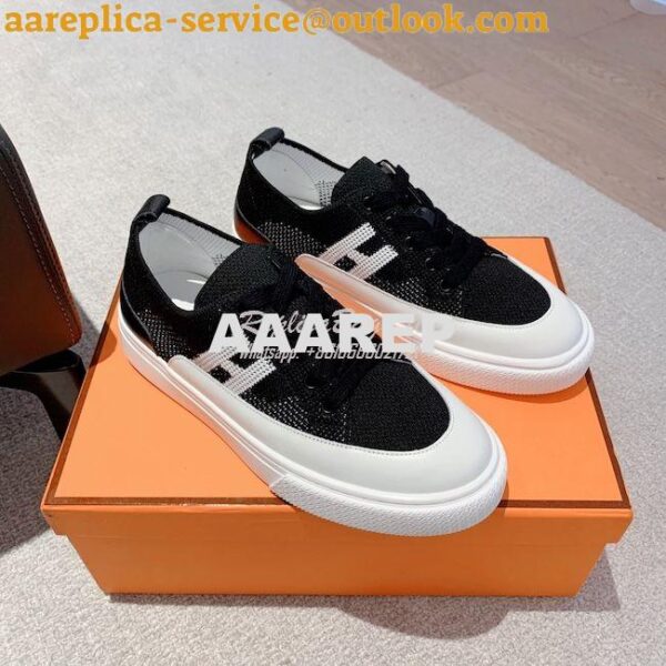 Replica Hermes Men Female Deep Sneaker Knit and Calfskin H231797 25