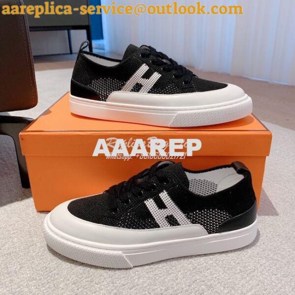 Replica Hermes Men Female Deep Sneaker Knit and Calfskin H231797 26